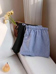 Comfortcana 2pcs Women's New Linen Striped Shorts - Multicolor - View 6