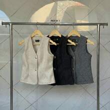 Set de 3 Chaleco con Botones Metálicos | Estilo Casual Elegante - 28 - Ver 1