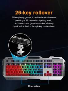 Teckwe True Mechanical Keyboard With Tactile Feedback Metal Panel 26-Key Rollover Vibrant RGB Backlighting Gaming And Office Keyboard - Multicolor - View 5