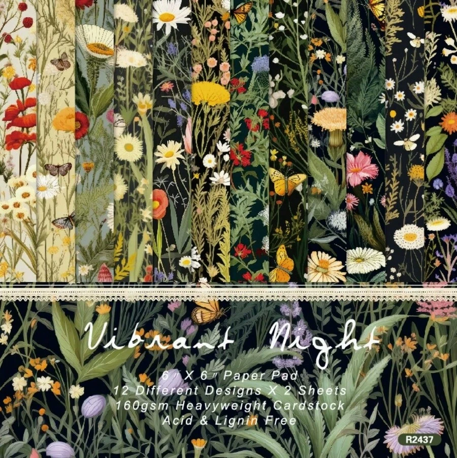 1包24张6英寸x6英寸柠檬夏日剪贴簿纸，DIY手工背景纸，返校季 - 彩色 - 查看 1