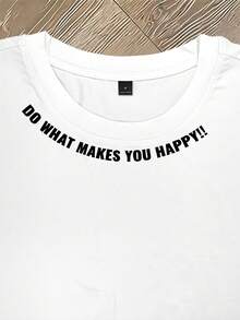 Manfinity Dauomo Men's Minimalist Printed Round Neck Short Sleeve T-Shirt - White - View 3