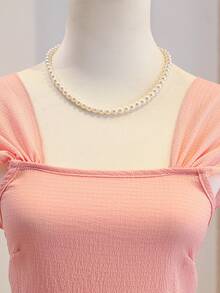 Elegant Elegant Graceful Pink Bubble Wrinkle Camisole Waist Snug Fit Cute Faux Pearl Decor Luxurious Dress For Teen Girls Dress Cute Dress Vintage Princess Dress For Women Apricot Dresses Teen Dress Summer Teen - Pink - View 7