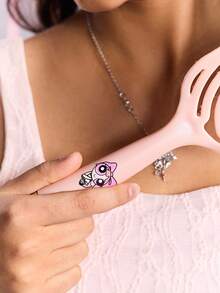 FanGlow THE POWERPUFF GIRLS X SHEIN 1 Pc Hollow Out Hair Comb / Vented Hair Brush Styling Comb ,Hair Comb With Handle,Detangling Hairbrush For All Hair Type,Men&Women,Dry & Wet Use ,Christmas Small Gifts, Birthday Gift Anniversary Charm Gift - Pink - View 5