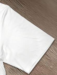 Manfinity Dauomo Men's Minimalist Printed Round Neck Short Sleeve T-Shirt - White - View 4