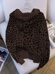 Resyla Women's Spring/Summer New Arrival Bestselling Leopard Print Pattern Hooded Long Sleeve Sweater - Multicolor - View 2