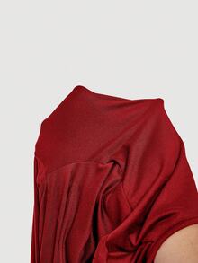 SHEIN MOD 4件套女士褶皱休闲方领长袖T恤套装，保暖衣物，秋季，外出上衣，假日，新年 - 紅色 - 查看 13