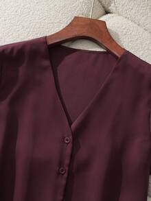 Franclia Elegant Casual Daily Fashion Front Button Short Sleeve Shirt