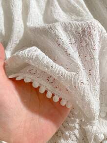 Elladie kids Tween Girls Minimalist Chic White Knit Jacquard Fabric Backless Cap Sleeve Top And Elastic Waist Pants Set, Spring/Summer