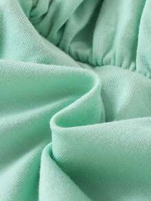 SHEIN 女婴休闲简约翻领字母印花连体衣，春夏款 - 薄荷綠 - 查看 3