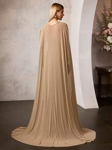 MOTF Soiréza WOMEN'S OCCASION PROM DRESS WITH ELASTIC GLITTER MESH ELEGANT STRUCTURAL DESIGN - Khaki - View 7