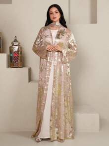 Al Najma Áo khoác cardigan cao cấp, sang trọng, xếp ly, chất liệu vải ánh kim, thích hợp cho tiệc tùng và nghỉ dưỡng. - Nhiều màu - Xem 6
