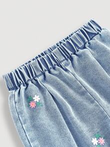 SHEIN Bộ đồ HEIN 2 món cho bé gái gồm áo yếm và quần cạp chun, đồ mặc nhà phong cách boho thường ngày, đồ tốt nghiệp/dự tiệc/kỳ nghỉ, đồ mặc mùa thu thoải mái và dễ chịu cho bé. - Màu xanh lam - Xem 10