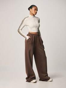 MISSGUIDED Women's Crop Zip Up Track Jacket With High Neck And Long Sleeves Athletic Outerwear With Stripe Side Panel Detail - Multicolor - View 5