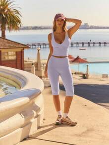 Aralina Leisurewear V Neck Cami Active Workout Top - Lilac Purple - View 7