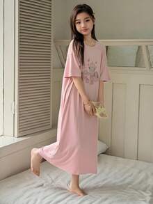 DAZY Tween Girls' Loose Fit Drop Shoulder Casual Comfortable Loungewear Summer - Pink - View 5