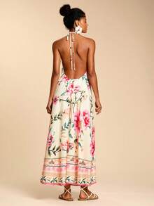Travachic 女士深V领露背系带碎花休闲度假长裙 - 彩色 - 查看 2