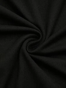 Sweetra T-shirt ajusté à manches courtes avec ourlet asymétrique minimaliste de couleur unie grande taille - Noir - Voir 3
