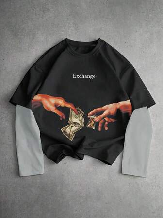 Men's Funny Graphic Print 2 In 1 T-Shirt