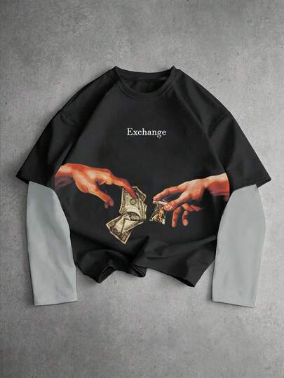 Men's Funny Graphic Print 2 In 1 T-Shirt