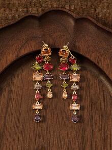 Glisma 18K金女士吊坠耳环，哥特风/复古风，串珠，西部风情，金属质感，宝石镶嵌，适合妈妈/女士/女孩/母亲佩戴，高级复古，十字架设计，性感/优雅，适合夏季/海滩/舞会等场合，多层宝石/串珠/水晶，魅力十足/粗犷风格 - 金黃色 - 查看 5