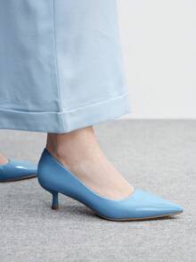 CUCCOO BIZCHIC Women's Fashion Black Comfortable Pointed Toe Kitten Heel Slip-On Shoes, Suitable For Commuting, Dates, Parties And Vacations For Vibe And Spring Shoes Spring Break Easter Spring Shoes - Royal Blue - View 4