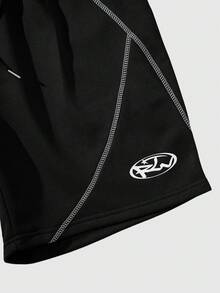 ROMWE MEN Men's Casual Printed Shorts - Black - View 5