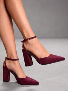 CUCCOO SZL Damen Schuhe mit grobem Absatz, Knöchelriemen, vielseitig einsetzbar für Party, Bankett und Alltag, spitzer Absatz