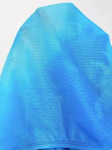 Swim Mulvari Traje de baño de una pieza con mangas largas, pantalones y falda de cobertura con estampado de teñido anudado para mujer de talla grande, conjunto de vacaciones - Multicolor - Ver 6