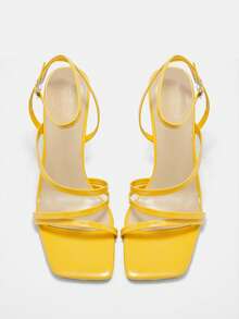 CUCCOO CURVES Plus Size Wide Width Elegant Sexy Multi-Strap Sandals, Suitable For Daily Outdoor Wear In Summer Valentine's Day - Yellow - View 10