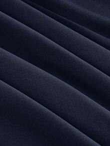 SHEIN MOD Asymmetric Hem Beaded Solid Color Skirt - Navy Blue - View 4