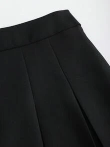 Olithes Preppy Style Casual Solid Color Minimalist Skirt - Women - Black - View 6