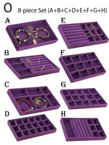 Jewelry Tray Organizer, Jewelry Necklace Earring Ring Display Storage Box, Stackable Jewelry Holder Case Makeup Cosmetic Organizer For Earrings Necklace Rings Bracelets Pendants Pearl - Purple - View 17