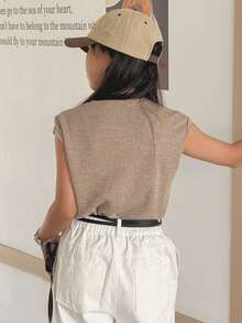 DAZY 女童休闲圆领针织T恤 - 卡其色 - 查看 6