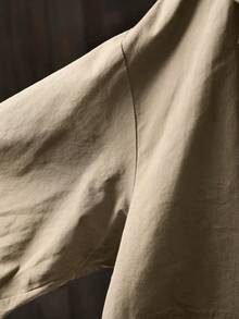 Linhara Plus Size Solid Color Minimalist Casual Hooded Long Sleeve Jacket Summer Jacket Plus Size Shackets For Women Jackets For Women Casual Oversized Jacket Womens Jackets - Khaki - View 3