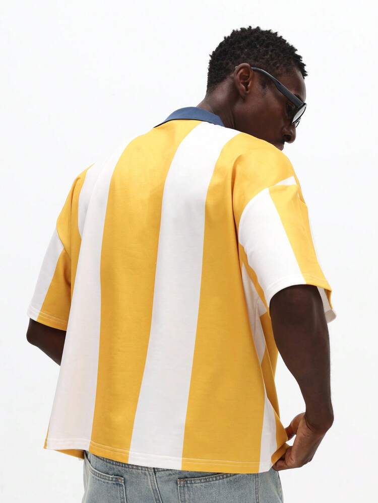 Striped Polo With Chest Print