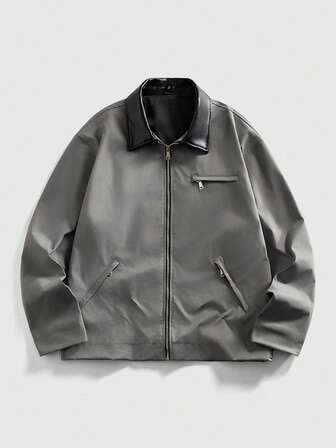 Street Life Giacca casual da uomo con chiusura lampo, stile di strada, per uso quotidiano, in tessuto con effetto patchwork, adatta per l'autunno