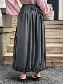 Solavon Solid Color Pleated Ruffle Hem Casual Versatile Women Skirt  Casual Skirt - Grey - View 9
