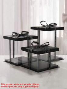 1pc Party/Holiday Gift Box, 1 Tier/2 Tier/3 Tier Packaging Storage Box Valentine Day - Black - View 1