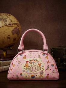 HARRY POTTER X SHEIN 时尚黄色卡通图案手提包波士顿包，休闲校园街头风 - 淺粉色 - 查看 1