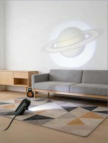 Teckwe 1 Piece ABS Material LED Starry Sky Moon Night Light Dimmable Long Lasting Quiet Operation Easy To Use USB Powered Soft Light Logo Projection Creative Star Pattern Romantic Ambient Lighting - Multicolor - View 4