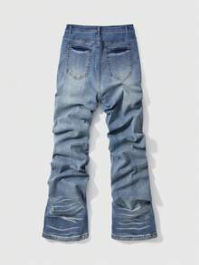 ROMWE MEN Street Life Jeans acampanados casuales para hombres con aplicaciones de rhinestones lavados - Bronce - Ver 2