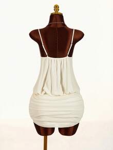 Amplova Đầm mini xuyên thấu gợi cảm bằng chiffon phối ren, hàng mới về mùa xuân sớm 2026 dành cho nữ. - Màu be - Xem 5