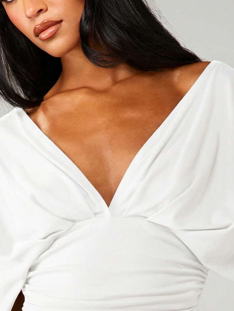 MISSGUIDED Wrap Front Crop Top With Tie Detail