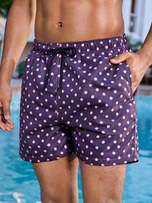 Manfinity VDAYZ Quần short đi biển dáng rộng chấm bi, có dây rút, thích hợp cho mùa hè. - Nhiều màu - Xem 8