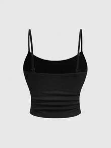 ROMWE Goth Dark Skeleton Print Fitted Camisole Top Paired With Skeleton All-Over Print Flare Pants - Black - View 5