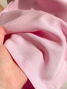 Elladie kids 两件套女童休闲套装，圆领蝙蝠袖衬衫搭配带口袋的松紧腰直筒裤，亚麻质感面料，适合日常穿着。 - 玫紅色 - 查看 8