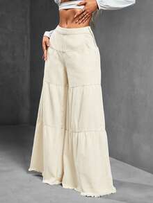 SHEIN SXY Fashionable Commuter Casual Washed Wide-Leg Jeans - White - View 6