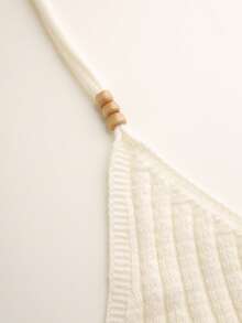 Travachic Women's Summer Vacation Beach Coconut Tree Embroidery Halter Neck Cover Up Top, Carnival, Casual, Vacation, Summer Holiday - Apricot - View 4