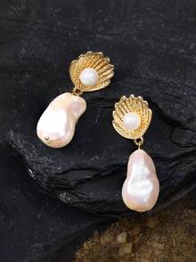 Opalesca Women Hoop Earrings,Outfits,Old Money,Beaded,Wedding/Bridal Accessories,Fairycore/Fairy,Pearl,Fall/Autumn/Winter,For Mom/Women/Girl/Mother,Elegant,Premium,Valentine's Day,Gift - Gold - View 6