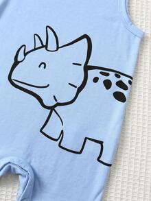 SHEIN 3pcs Newborn Baby Boy Cute Cartoon Striped Sleeveless Romper Set, Summer - Multicolor - View 6